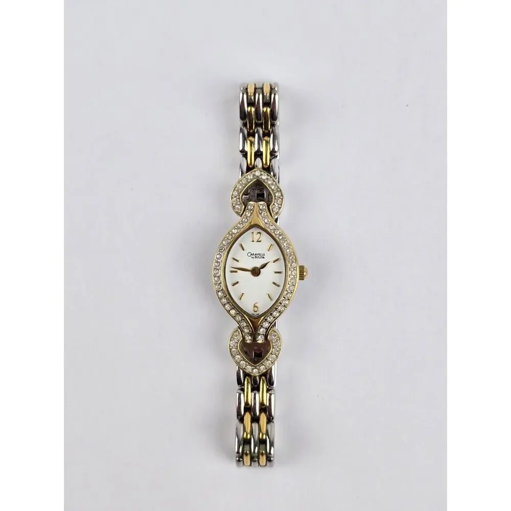 Caravelle by Bulova Women's Two Tone Stainless Steel Crystal Bezel Watch - Runs